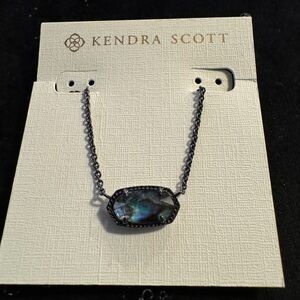 Abalone necklace with gunmetal frame and chain